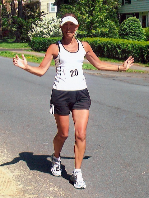 posing for the camera during the race