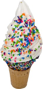 Soft Serve Ice Cream (esp. coffee) with sprinkles