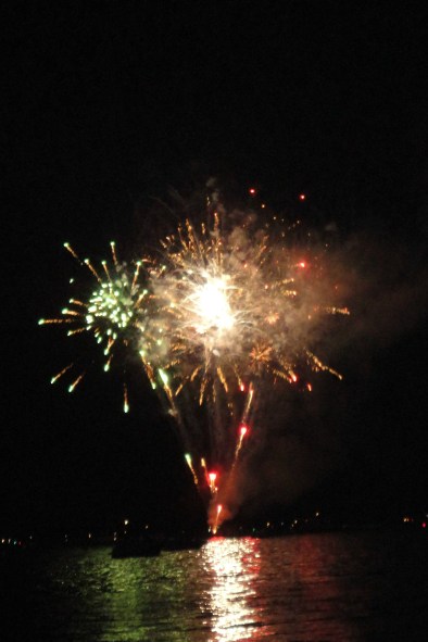 watching the fireworks from our boat
