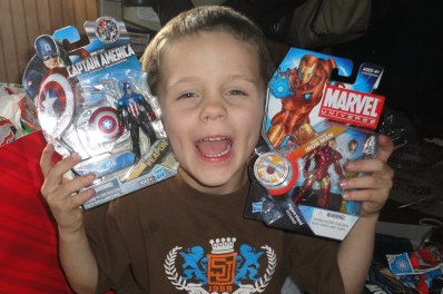 He loves those super heroes