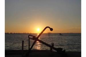 sun setting over the Gulf