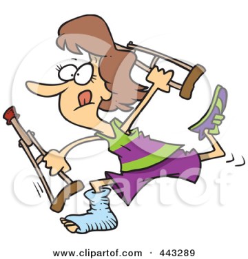 443289-Royalty-Free-RF-Clip-Art-Illustration-Of-A-Cartoon-Determined-Woman-Running-With-Crutches