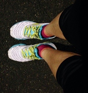 running in the dark with my new "white" shoes