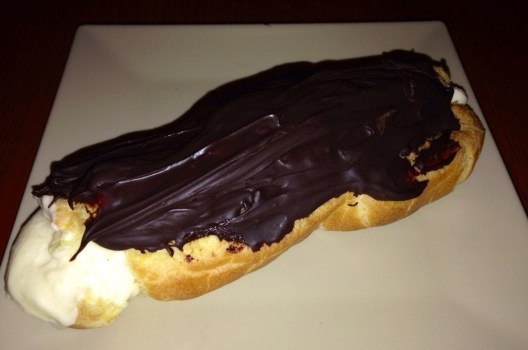 seafood crepes & this eclair for dessert