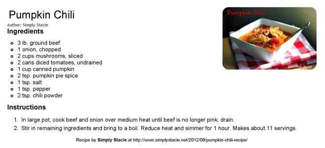 Pumpkin Chili Recipe